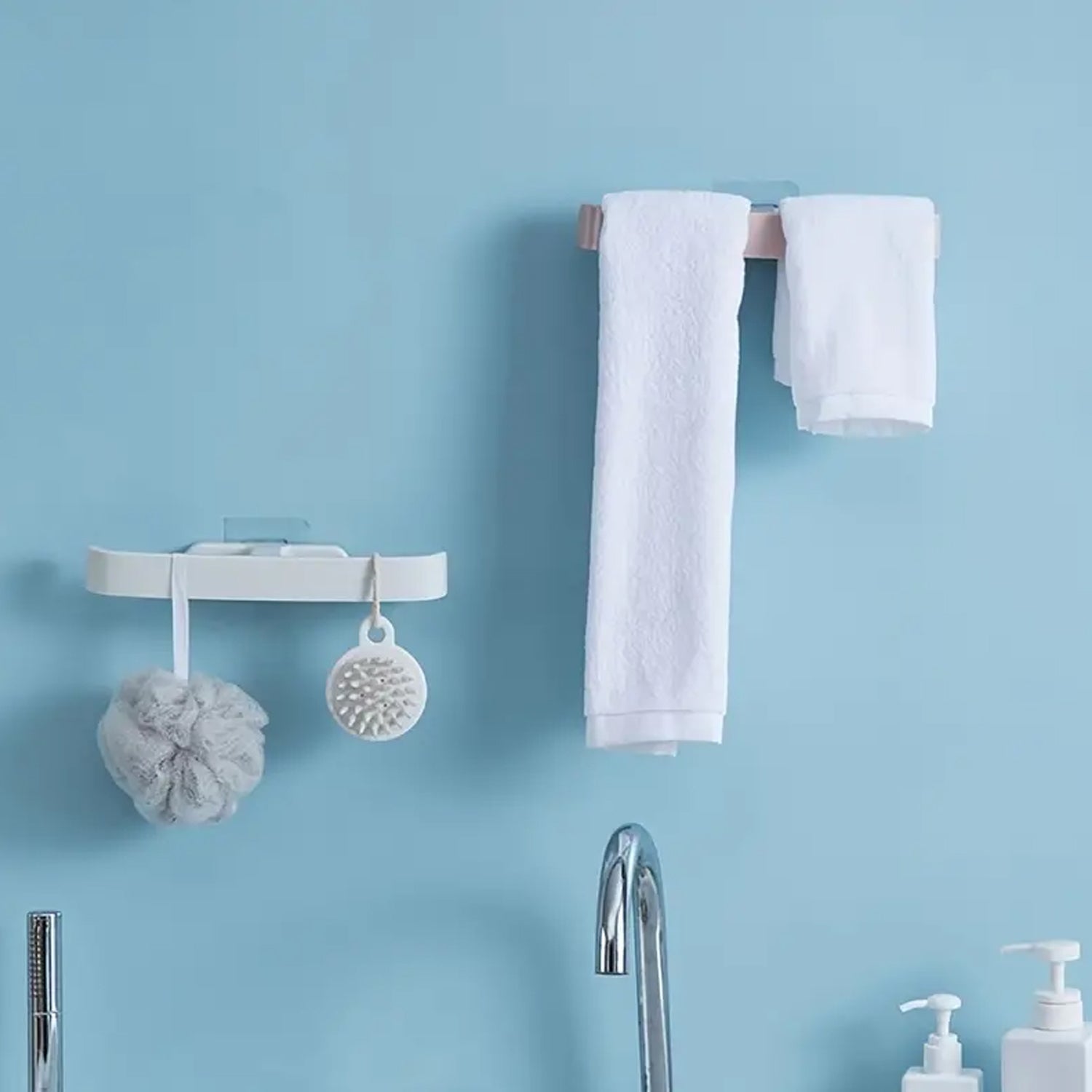 Bathroom Towel Slipper Hanging Rack Self Adhesive Wall Mounted (1 Pc) Bathroom Towel Slipper Hanging Rack Self Adhesive Wall Mounted (1 Pc)